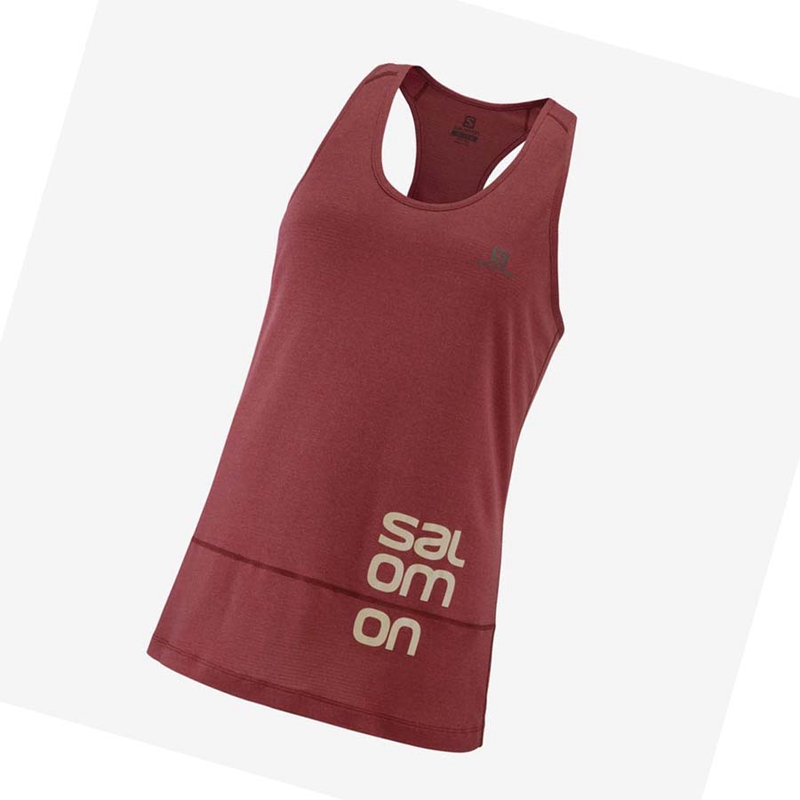 Salomon CROSS RUN GRAPHIC T-shirts Dames Rood | 61390-FTJE